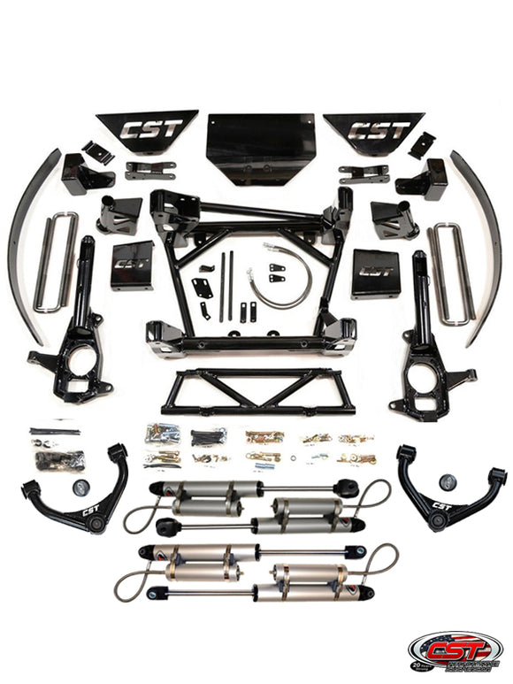11-19 Chevy / GMC HD 2500 /3500 2wd 4wd 8-10″ Stage 5 Suspension System with Rear Block & Add A Leafs & Ball Joint Upper Control Arms