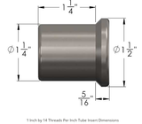 1" -14 RIGHT HAND THREAD TUBE INSERT FOR 1 1/4 INCH ID TUBING