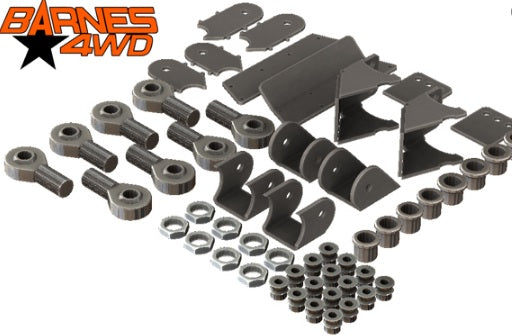1-1/4 DOUBLE TRIANGULATED 4 LINK KIT, 5.5 COIL COMBO LOWER CONTROL ARM BRACKETS, 7/8 UPPERS