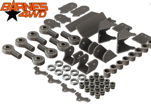 1-1/4 DOUBLE TRIANGULATED 4 LINK KIT, SHOCK MOUNT COMBO LOWER CONTROL ARM BRACKETS, 7/8 UPPERS